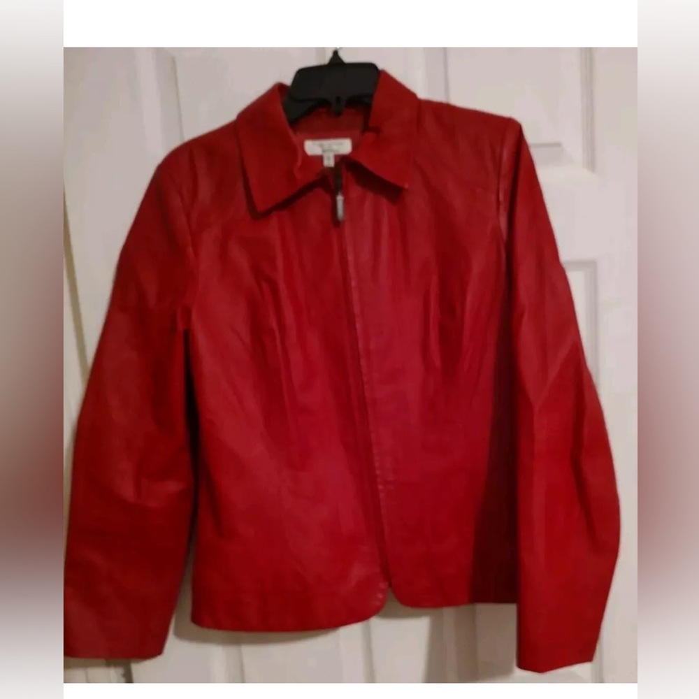 Yvonne La Marie For Revue Red Soft Leather, Vintage Jacket Size M  Perfect!